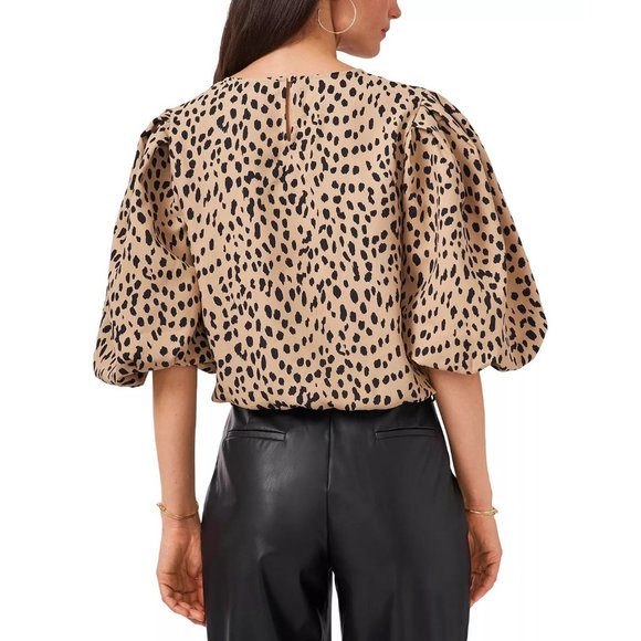 VINCE CAMUTO Animal-Print Puff-Sleeve Blouse - NWT - Size Medium - Picture 2 of 4